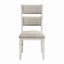 Ensemble de 2 chaises d'appoint de style campagne moderne, finition blanc antique, dossier rembourré, mobilier en bois | Idée de cadeau