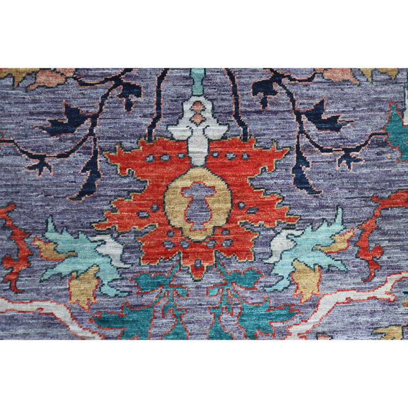 Hand Knotted Wool Area Rug in Violet