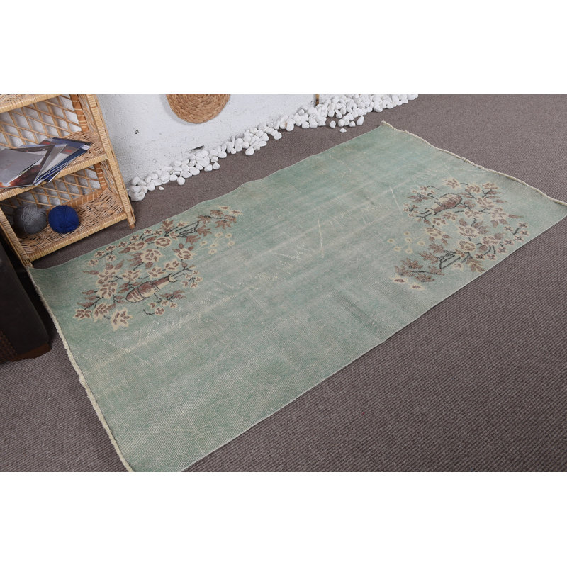 Tapis vert, tapis de luxe, tapis de décoration intérieure, tapis turcs, tapis rétro, tapis 3,8 x 6,6 pi