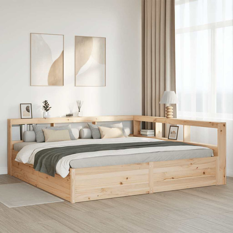 Solid Wood Storage Bed, Brown, Super King (6')
