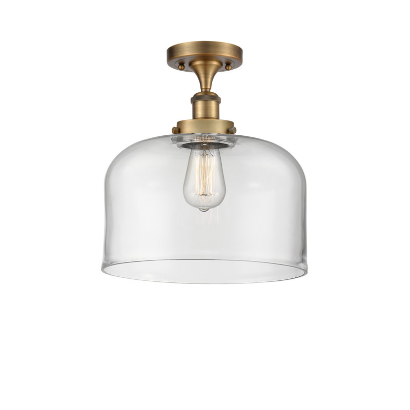 Plafonnier semi-encastré 1 lumière Ballston Urban Bell, Laiton brossé, H 13 po x l 12 po x P 12 po, Clair