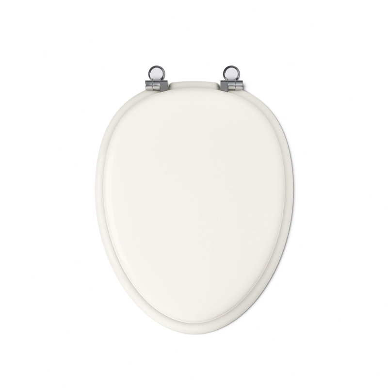 Kathryn® Elongated Toilet Seat, Biscuit, Polished Chrome