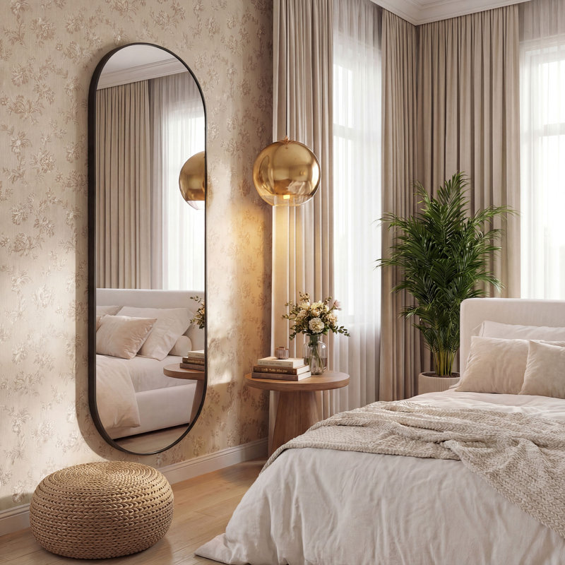 Oval Full Length Wall Mirror, Modern Entryway Mirror With Aluminum Frame, Decorative Full Length Mirror For Bedroom, Dressing Area & Entryway
