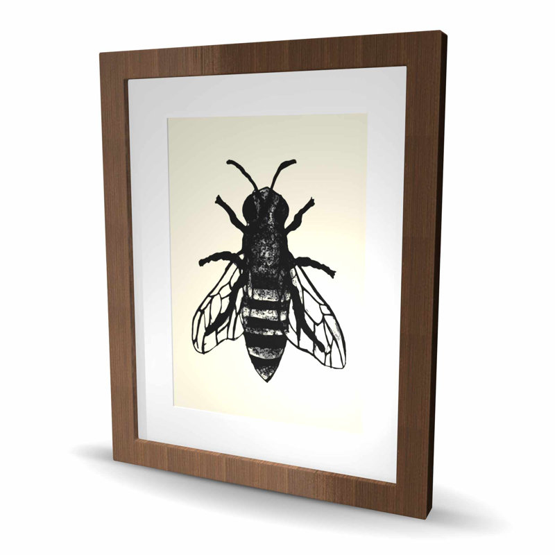 «Bee», reproduction encadrée avec passe-partout noir | Insecte, décoration intérieure