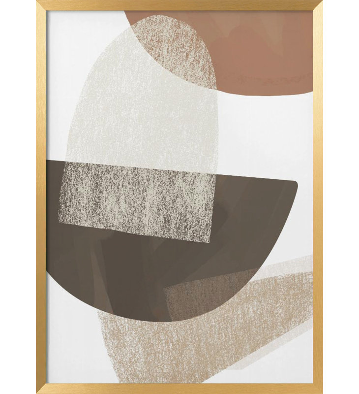 «Earth Tone Geometric», art mural texturé encadré, Cadre doré, H 24 po x l 18 po