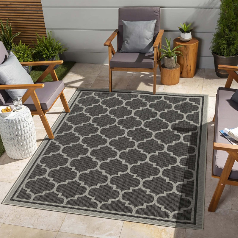 Tapis intérieur / extérieur Sunshine Anthracite, Rectangle 5 pi 3 po x 7 pi 3 po
