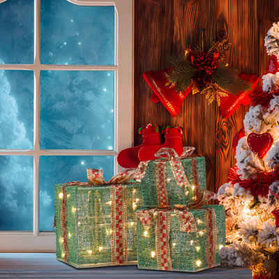 Huldah 3pcs LED Garden Gift Box Holiday Decoration