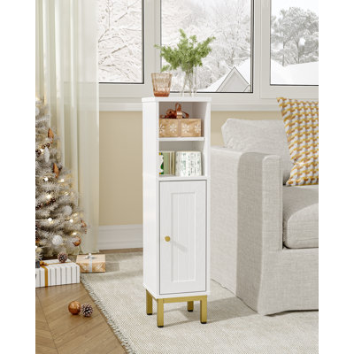 Armoire de rangement pour salle de bain, armoire de coin avec tablettes, sens d'ouverture de porte personnalisé, organisateur de salle de bain avec tablette réglable pour la cuisine, le salon, les armoires à papier hygiénique - blanc
