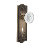 Crystal Meadows Interior Mortise Door Knob with Meadows Long Plate