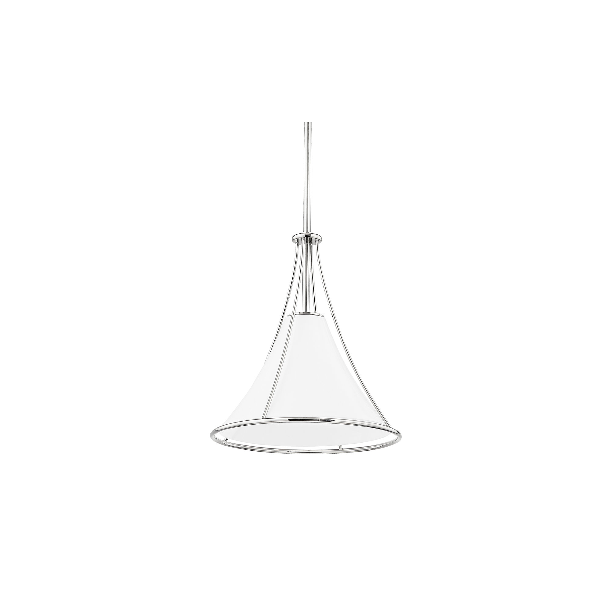 Swift Single Light Glass Steel Dimmable Pendant, Polished Nickel, 18.5" H x 17.25" W x 17.25" D
