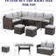 Repas de patio avec coussins gris et structure modulaire en PE-991321243