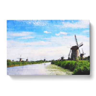 Windmills In Holland - Wrapped Canvas Print