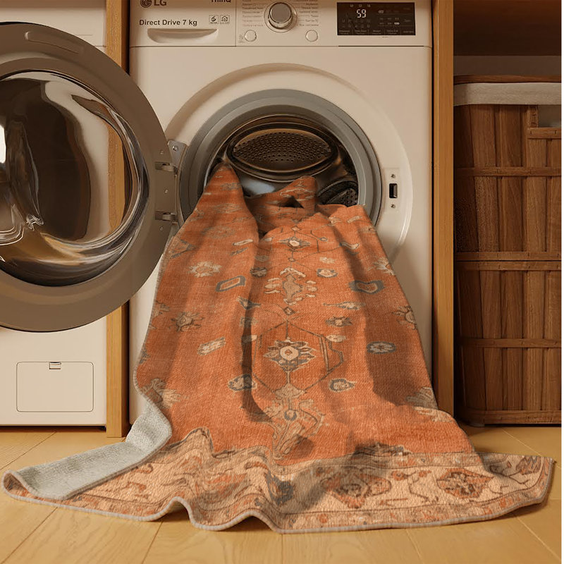 Tapis rose surteint lavable à la machine, Carré 3 pi