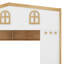 Lit superposé en forme de maison avec tablettes ouvertes intégrées et crochets latéraux, lit superposé en bois avec lit gigogne-1575838866