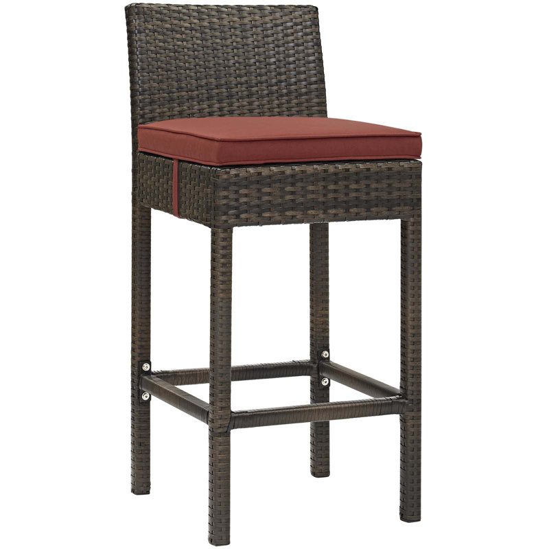 Ensemble de 4 tabourets de bar Conduit, Groseille, Velours gris pâle