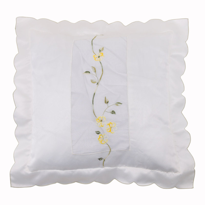 Floral Square Cushion Cover, Yellow