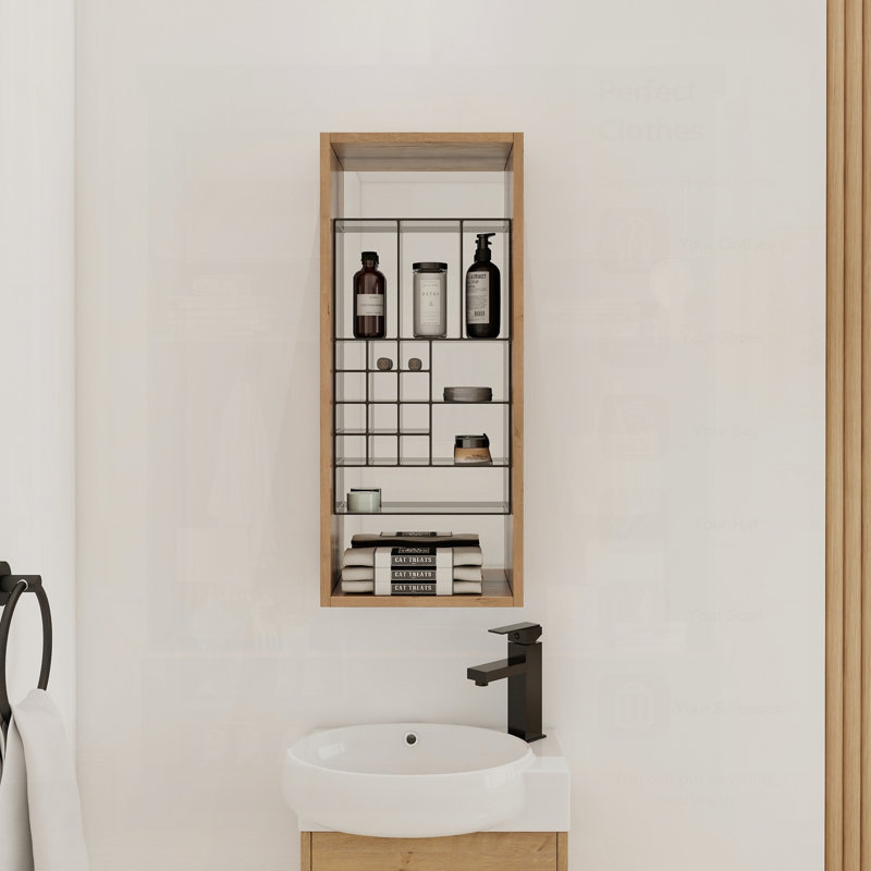 Armoire de salle de bain murale à miroir avec rangement spacieux, fabrication en contreplaqué durable pour les salles de bain modernes.