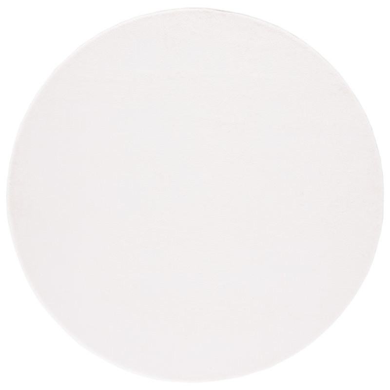 Faux Rabbit Fur Performance Machine Washable Solid Color Rug, Round 6'