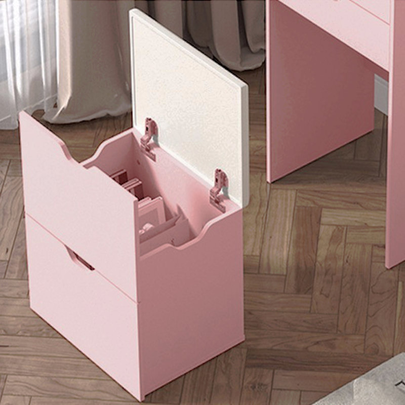 Dressing Table And Stool, 3-In-1 Multifunctional Dressing Table Set, Featuring Three-Color Lighting Modes, Hd Mirror, Two Sliding Drawers, And A Hidden Storage Stool.