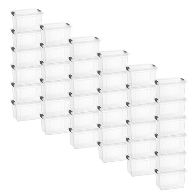 Boîte de rangement transparente Superio avec couvercle, bacs de rangement en plastique de 2,5 pintes pour l'organisation, caisses empilables, sans BPA, non toxiques, sans odeur, organisateurs, paquet de 36