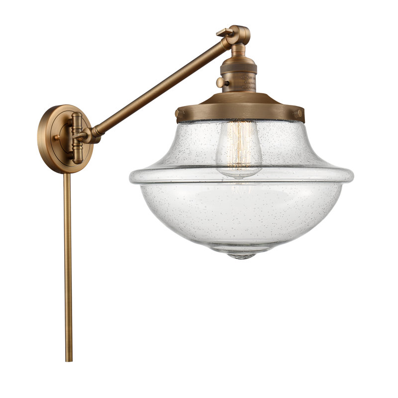 Bras articulé à intensité variable à 1 lumière Theresa, Ampoule DEL rétro de 3,5 watts, Grainé, Laiton brossé