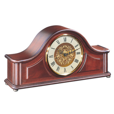 Traditional Analogue Solid Wood Quartz Movement / Crystal Tabletop Clock in Brown