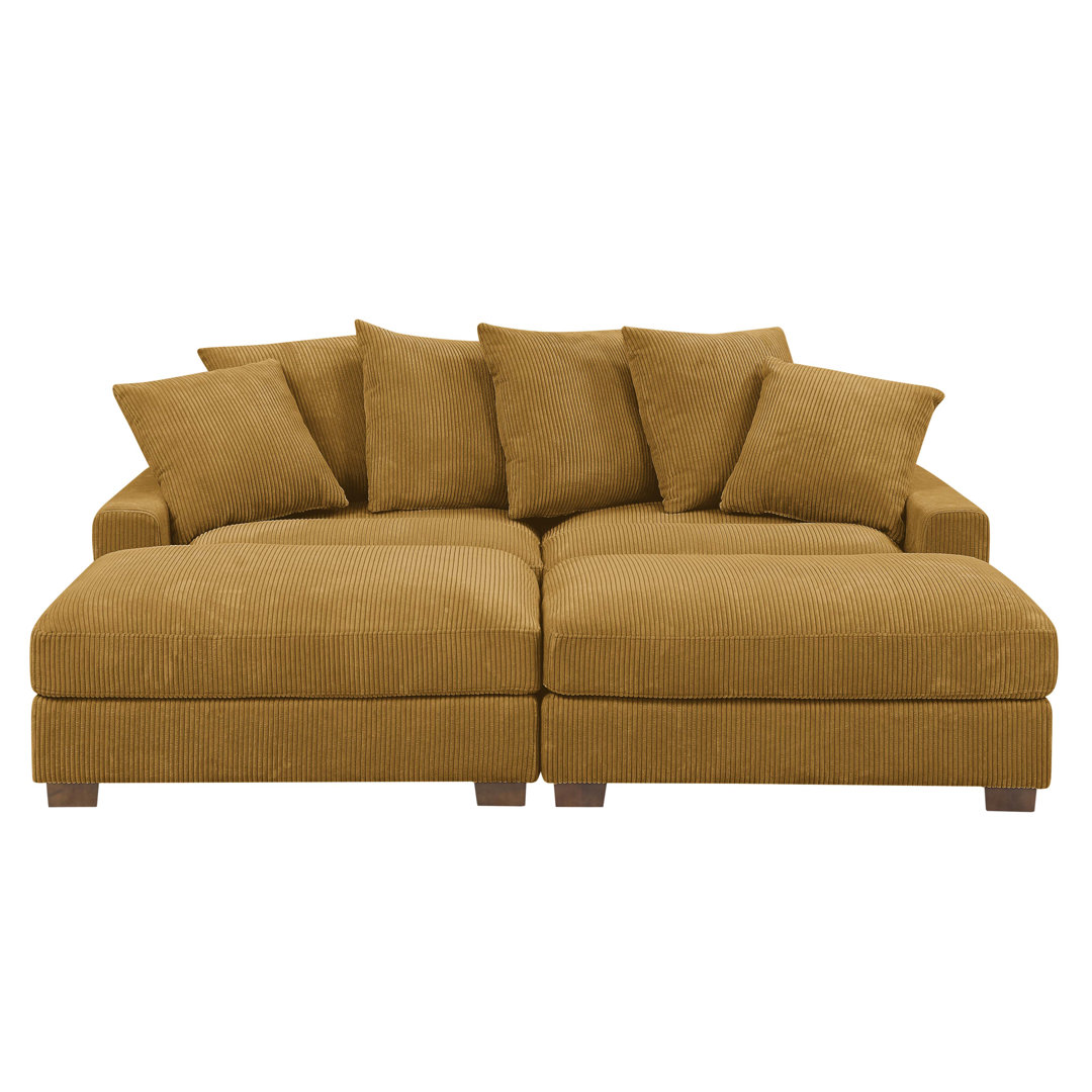 Arzuaga 4 - Piece Corduroy Sectional Wade Logan® Fabric: Yellow Corduroy