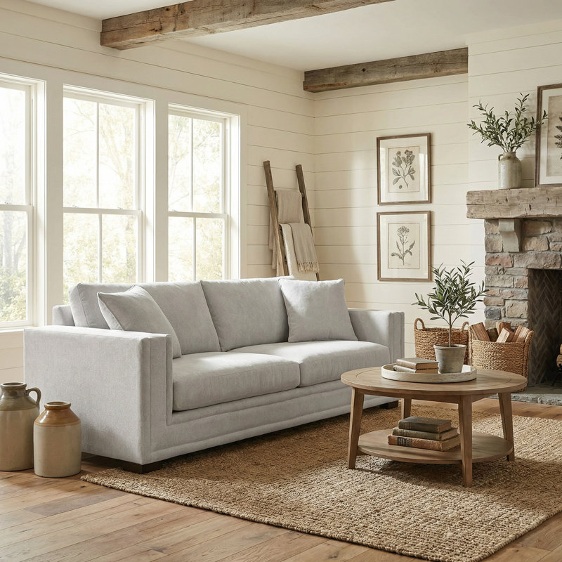 Luca 107" Square Arm Sofa with Reversible Cushions, Natural