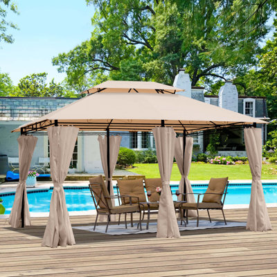 13x10 Outdoor Patio Gazebo Canopy Tent With Ventilated Double Roof And Mosquito net(Detachable Mesh Screen On All Sides),Suitable for Lawn, Garden, Backyard and Deck