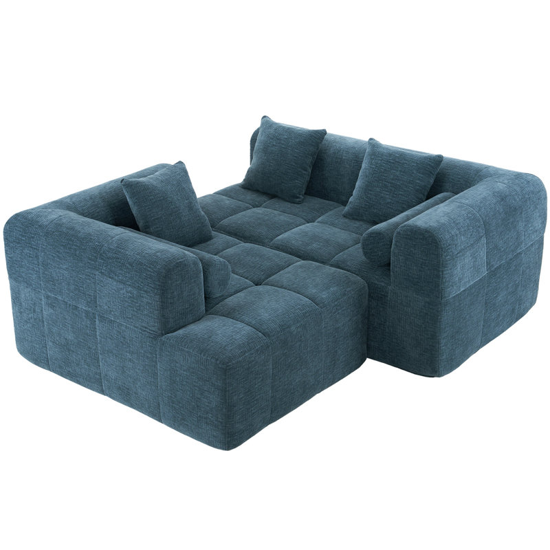 101.2"  Sectional Sofa Full-Compressed Sofa Modular Sofa Couch Free-Combined Sofa With Deep Seating  And Two Side Pockets For Living Room