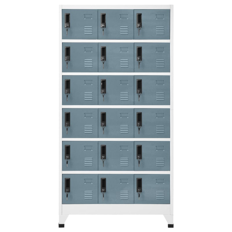 Metal 90cm Employee Locker with Key, Light Grey/Dark Grey