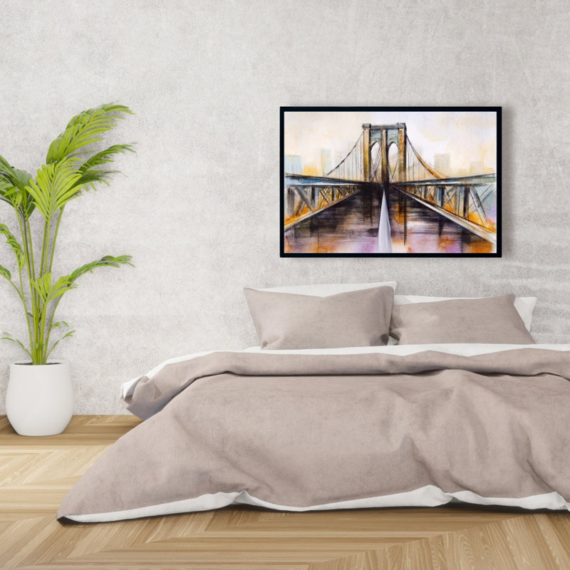 Pont coloré de Brooklyn, reproduction sur toile, H 24 po x l 36 po