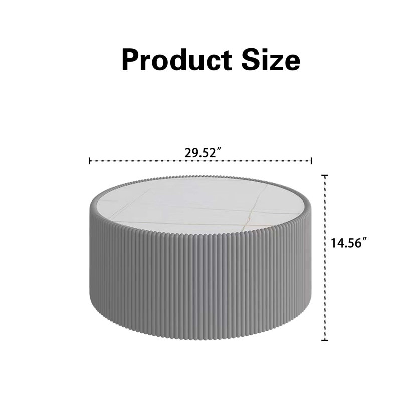 Table basse en cuir clair à plateau cylindrique en cuir léger pour mobilier de salon moderne, durable et élégant