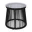 Table d'appoint avec motif en corde tissée et armature en fer trempé de verre noir, l 15,5 po x H 16,5 po, décoration extérieure