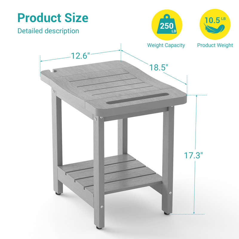 2-Tier Bathroom Shower Bench with  Shower Head Holder and Storage Space Curved Seat for Shaving Legs Foot Stool, Bath, Spa, Indoor or Outdoor Use