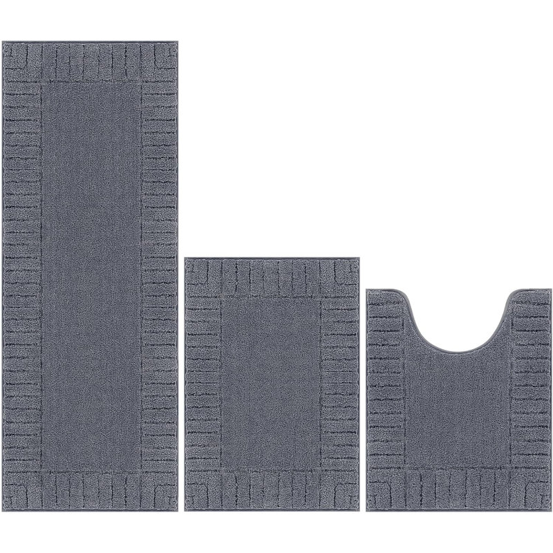Ensembles de tapis de salle de bain 3 pièces avec tapis de toilette en U en microfibre absorbante, tapis de bain en peluche et tapis antidérapants lavables à la machine