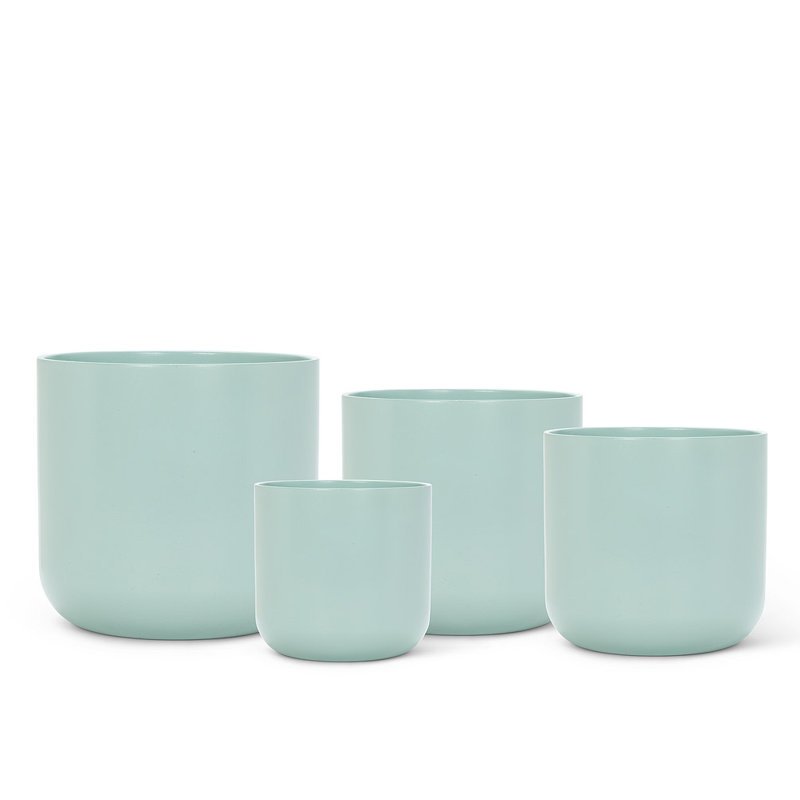 Ceramic Cachepot, 8" H x 8" W x 8" D, Mint Green