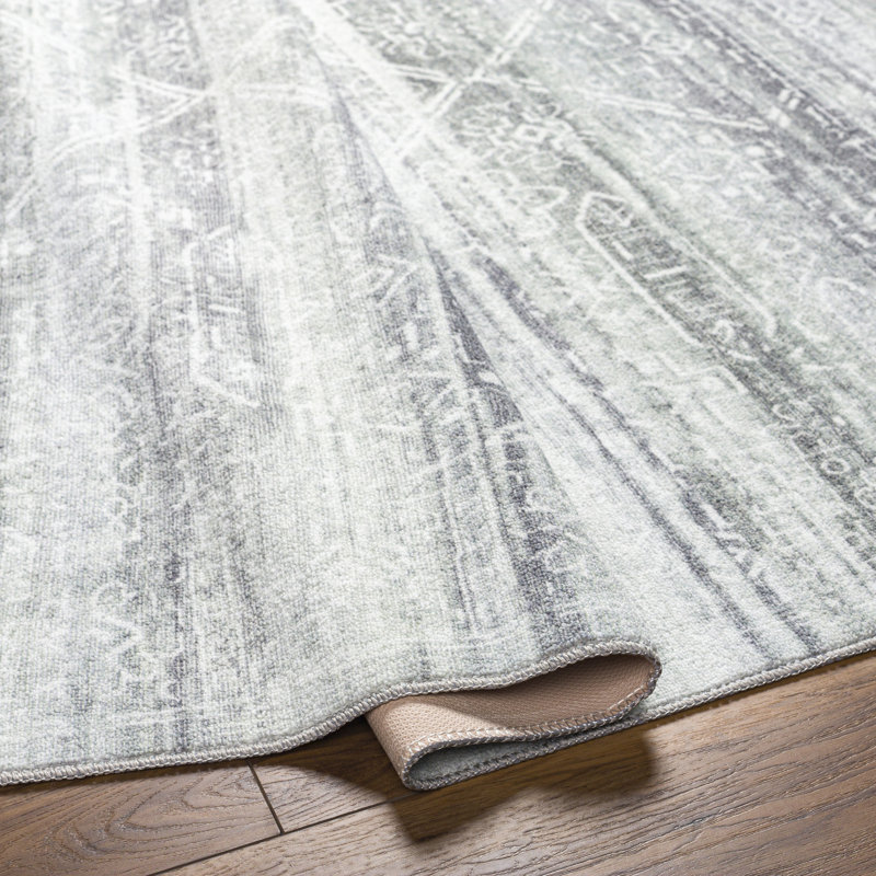 Light Silver Machine Washable Area Rug, Rectangle 8'10" x 11'9"
