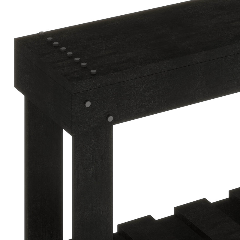 Console de vestibule rétro, bois de cèdre massif, Noir