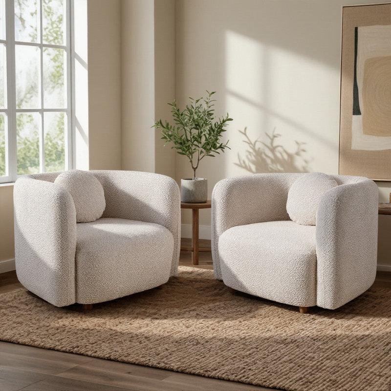  Fauteuil Foye Boucle, Beige, 2