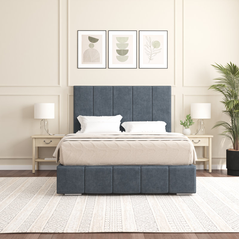 Edelmann Upholstered Bed, Charcoal, Double (4'6)