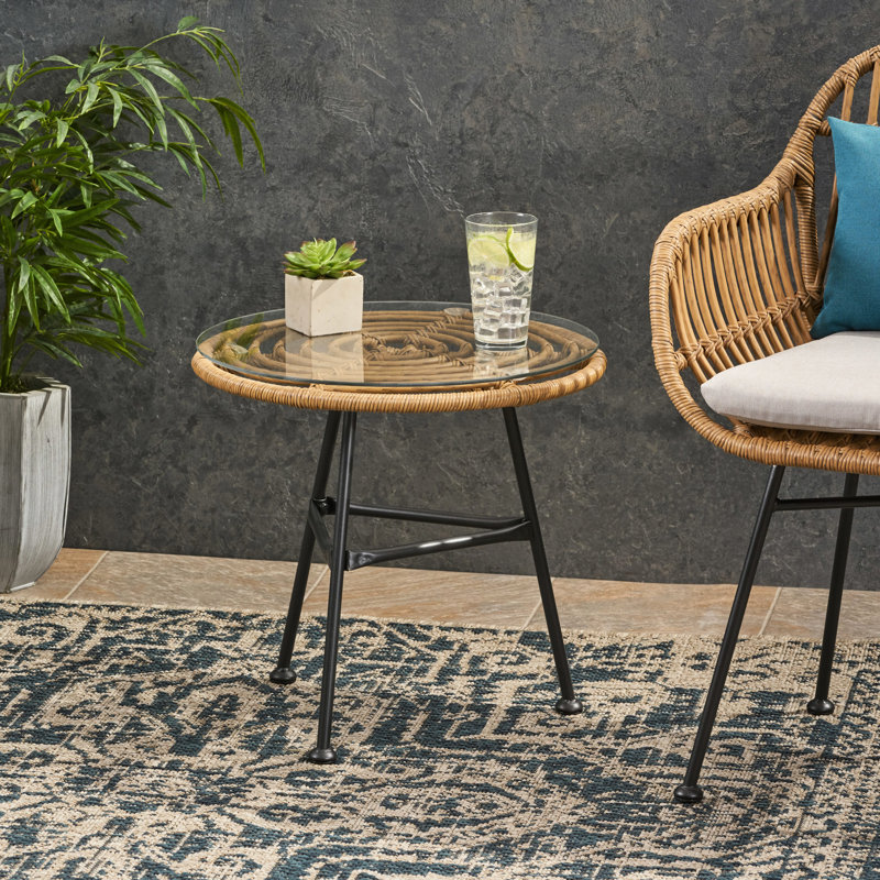 Table d'appoint contemporaine avec structure en verre brun