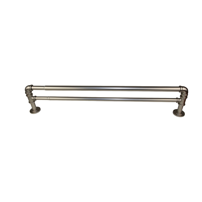 Tringle à rideaux occultante double Neasa, 120" - 170", Nickel satiné