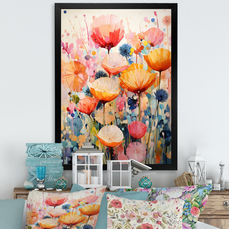 «Coral Whimsical Botanical Wilds II», reproduction, Cadre simple noir, H 20 po x l 12 po x P 1 po