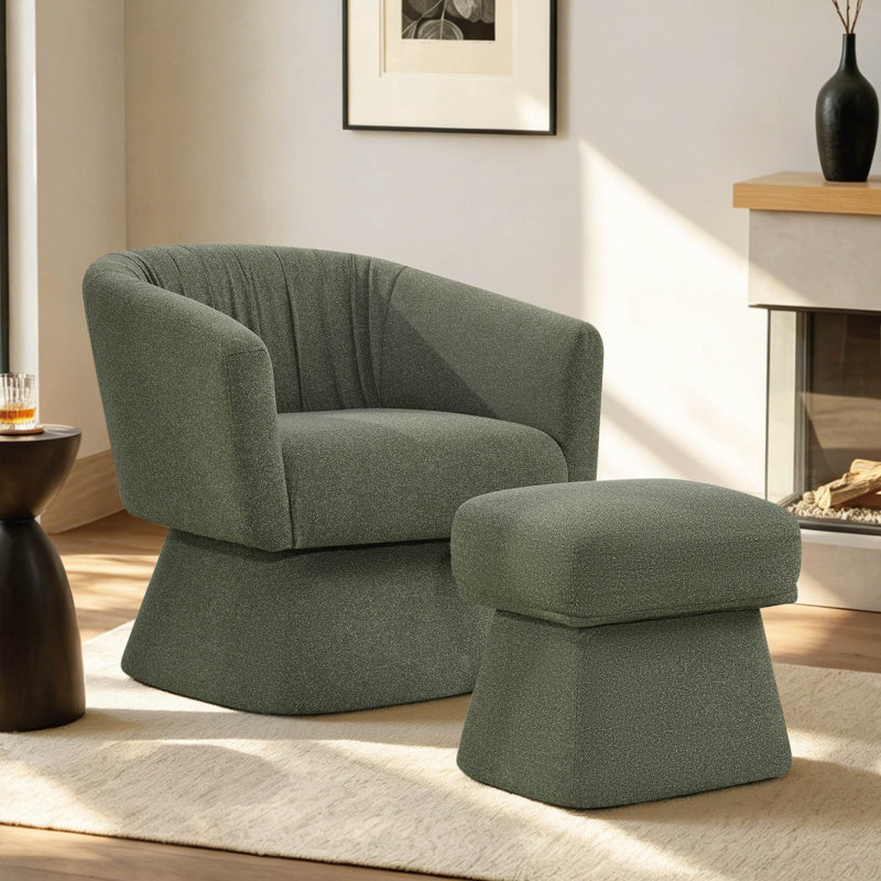Fauteuil d'appoint pivotant à 360 ° avec repose-pieds Comfy, Vert