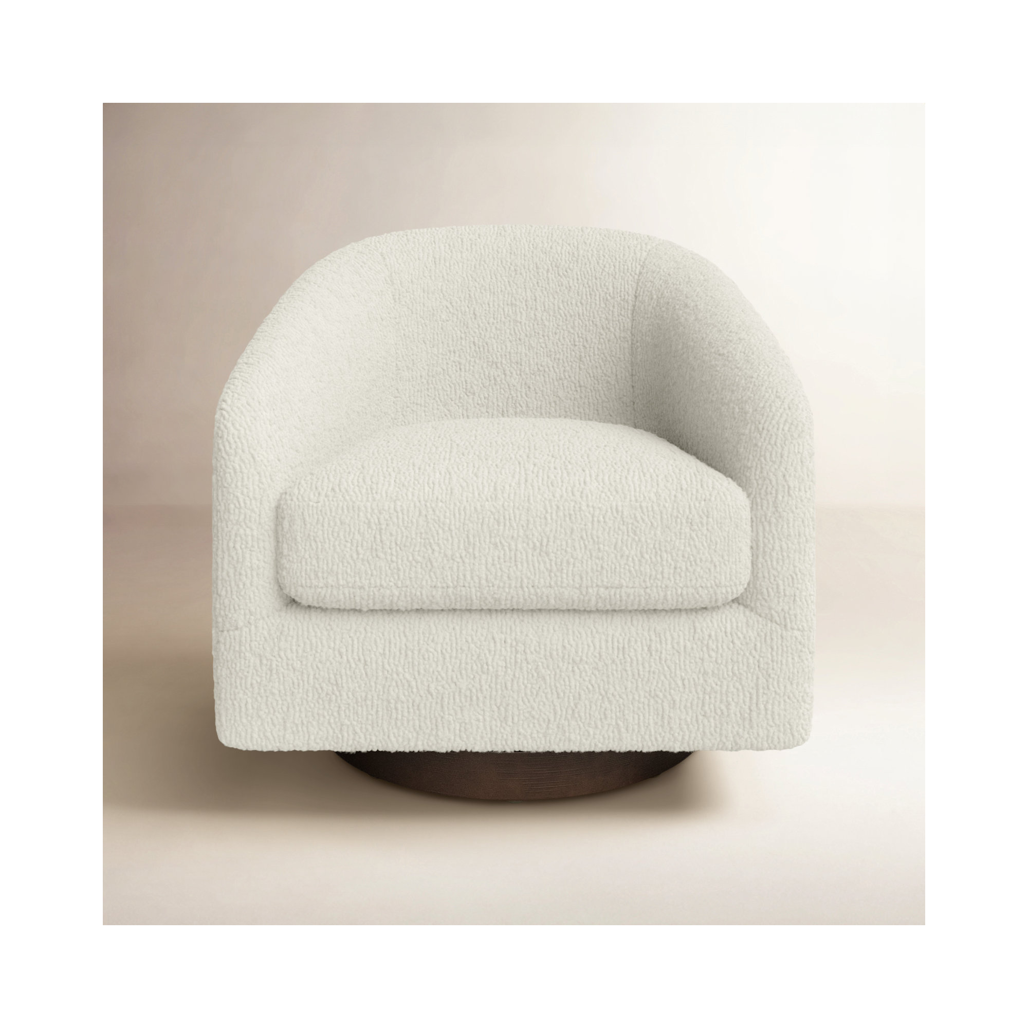 Bennett Upholstered Swivel Barrel Chair, White