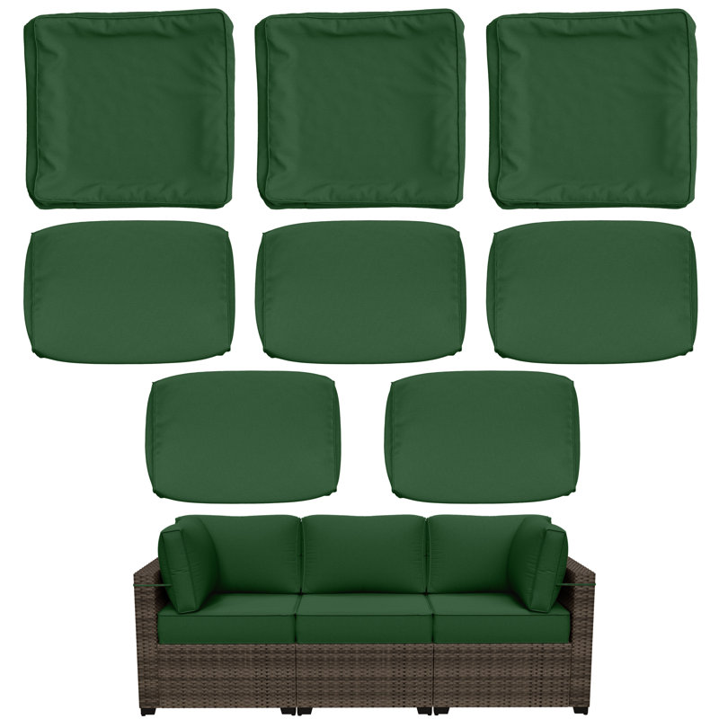 8 Pcs Outdoor Cushion Slipcovers All-Weather Patio Cushion Covers For Outdoor Furniture, Covers Only, Dark Green