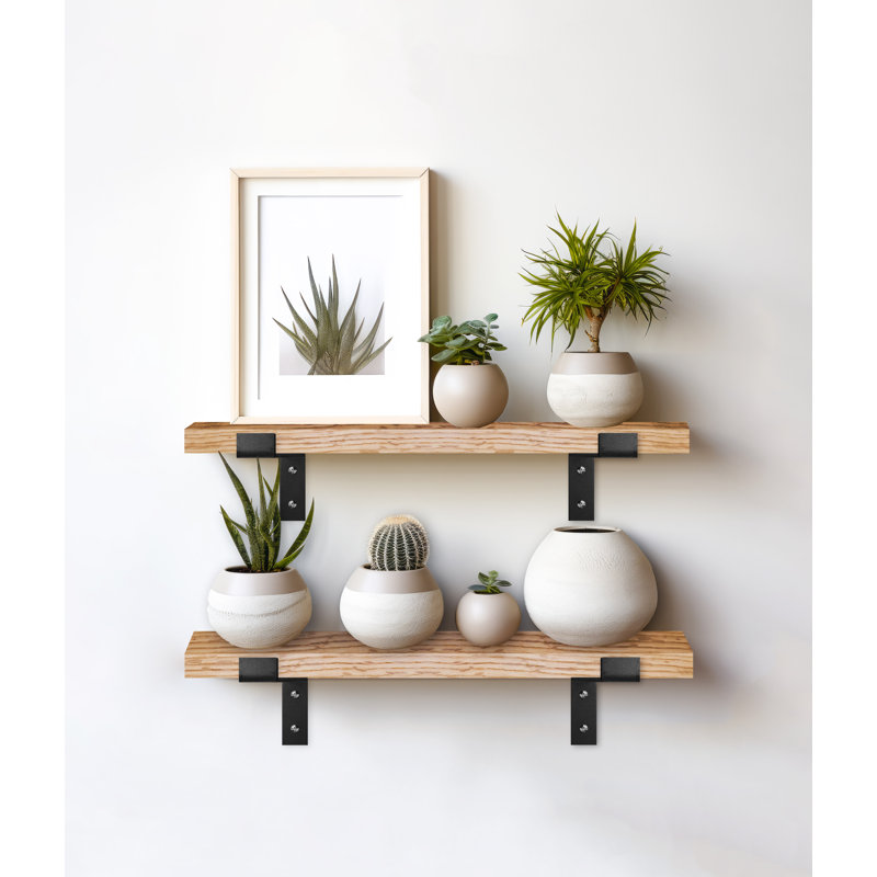 Christyne 2 Piece Bracket Shelf, 1" H x 35" W x 8" D, Natural