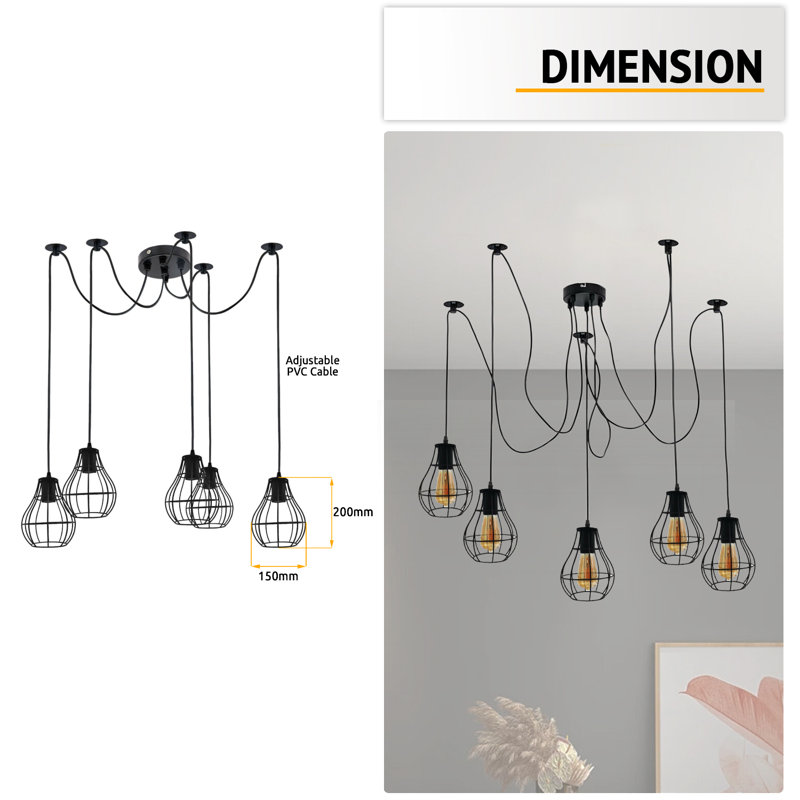 Adwell 5 - Light Black Cluster Pendant