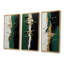 «Golden Green And Black Ink Merge I», ensemble de 3 reproductions d'art sur toile-1634445165-1634445163